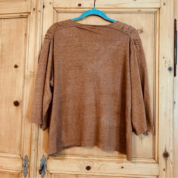 Poetry Women’s Linen Tunic Top Size 14 Brown - Picture 2 of 6